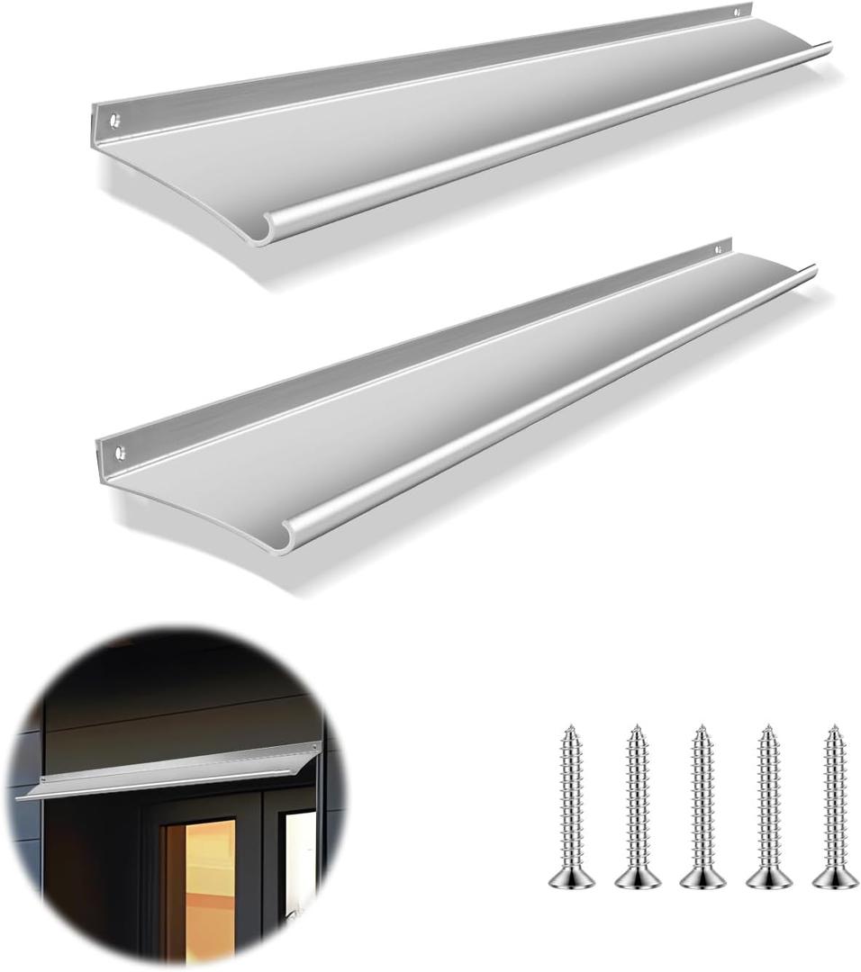 2PCS Aluminum Door Rain Drip Guard Cap, 40 Inch Drip Deflector Rain Diverter, Door and Window Rain Guards House