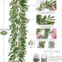 RECUTMS 2Pcs Artificial Olive Leaves Garlands 6.2Ft-Fake Hanging Silk Willow Leave Ivy Vines Faux Bayberry Leaf Twigs Greenery Rattan for Indoor Outdoor Wedding Birthday Party Home Garden Table Decor