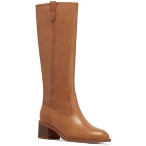 Coutgo Womens Knee High Boots Low Chunky Heel Round Toe Tall Boots Side Zipper Fall Dress Shoes, Size 7