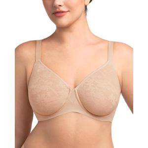 HSIA Minimizer Bra for Women - Full Coverage Seamless Lace Bra Plus Size Underwire Unlined Bra for Heavy Breast, Light Beige, 36H