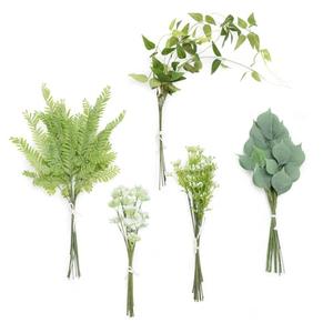 Ling's Moment Artificial Greenery Stems Box Set, 71pcs with 5 Kinds of Faux Greenery Picks for DIY Bridal Bouquets Wedding Floral Arrangement Table Centerpieces, Light Green & White