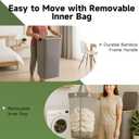 100L Foldable Laundry Basket with Lid, Dirty Clothes Hamper for Dormitories and Gyms | Laundry Hamper with Removable Bag, Gray
