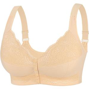 Cotton Whisper Women's Everyday Wear Bra with Front Closure and Adjustable Straps (38C) Skin Color