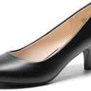DREAM PAIRS Women's Dress Comfortable Low Heel Pump Shoes, Size 8.5, Black/ Pu, LUVLY