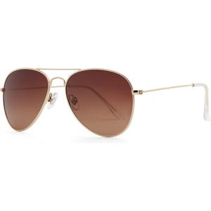 JOOX Polarized Aviator Sunglasses for Women Men, UV400 Protection Lens and Lightweight Metal Pilot Frame (Gold/Brown Gradient)