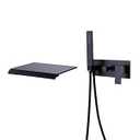Artbath Shower Tub Faucet Wall Mounted Bathtub Filler for Bathroom Waterfall Spout Tub Faucet with Hand Shower Spray Matte Black