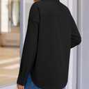 siliteelon Button Down Shirts Women Striped Long Sleeve Oversized Blouses (Black, XL)
