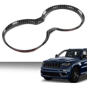 CROSSDESIGN Gear Shift Cup Holder Cover Trim Bezel Carbon Fiber Compatible with Jeep Grand Cherokee 2011-2021
