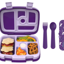 Bentgo® Kids Prints 5-Compartment Bento-Style Kids Lunch Box Set with Reusable Plastic Utensils (Unicorn) 