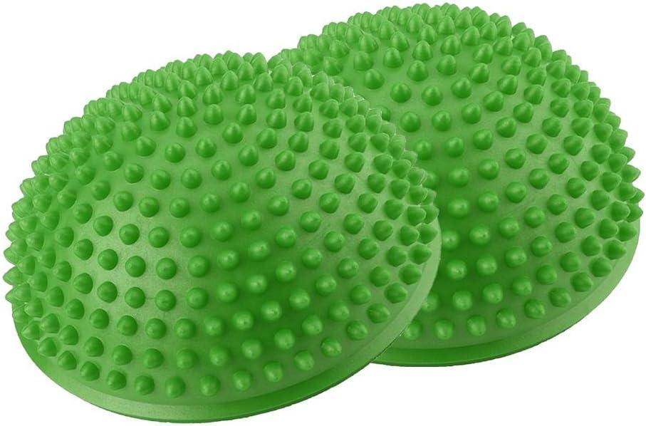 PVC Semi-Circular Durian Ball Inflatable Half Yoga Balls Massage Point Fitball Exercises Trainer Fitness Balance Ball(Green)