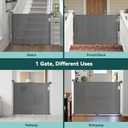 Babepai Retractable Baby Gates for Stairs, Retractable Dog Gate for Indoor/Outdoor Use | Child Gates for Doorways, Deck, Porch, Hallways, Patio (Grey, 55" Wide × 34" Height)