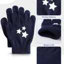 Glooarm 3 Pairs Kids Gloves Winter Gripper Knit Magic Gloves Stretch Warm Cold Weather Gloves for Boys Girls 4-12 Years (Pentacle Printing)