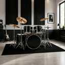 4 x 6 Ft Drum Rug: Non-Slip Carpet for Bedroom or Living Room or Office, Washable Indoor or Outdoor or Floor Mat (Black)