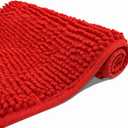 Eanpet Chenille Bath Mat Microfiber Floor Mat Baby Bath Mat for Kids Washable Bathroom Dry Fast Water Absorbent Shower Mat Area Rug (15.3" x 23.2", Red)