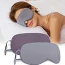 Sleeping Mask 2 Pack, Warm, Cool Double-Sided Use of Sleep Mask, Super Soft Blindfold with Adjustable Strap, Block Out Light, Comfort Sleep Eye Mask for Travel Meditation Nap (Dark Gray/Light Gray + Purple/Pink)