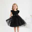 Sinhoon Toddler Girl Tulle Dress Summer Ruffle Sleeveless Baby Girl Fashion Casual Dresses 1-6Y (Black)