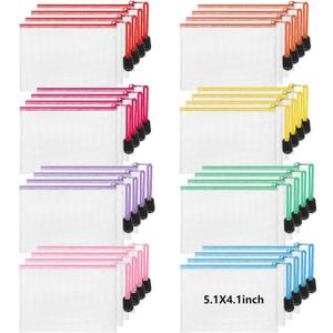 Jetec 32 Pcs Mesh Zipper Bags Toy Storage Bikini Organizer Bag Bolsas Para Guardar Trajes De Bano Waterproof Zipper Reusable Pouch Puzzle Multipurpose for Storage Office(Stylish Color,5.1 x 4.1 Inch)