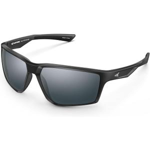 KastKing Osage Polarized Sport Sunglasses for Men and Women, Ideal for Driving Fishing Cycling Running, UV Protection (Frame: Black /Lens: Smoke)