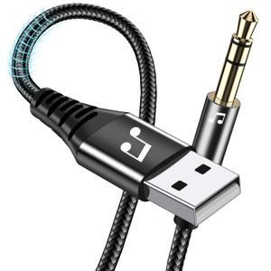 10 FT USB to 3.5mm TRS Audio Jack Adapter - USB Male to 3.5mm Male AUX Stereo Audio Cord - Compatible with Laptop, Speaker, Windows (Black)