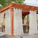 HolidayIdeas Beige Outdoor Sheer Curtains for Patio Waterproof, 2 Panels - 54 x 84 Inch - Light Filtering Voile Outside Curtains Grommet Drapes for Front Porch, Gazebo, Pergola, Backyard