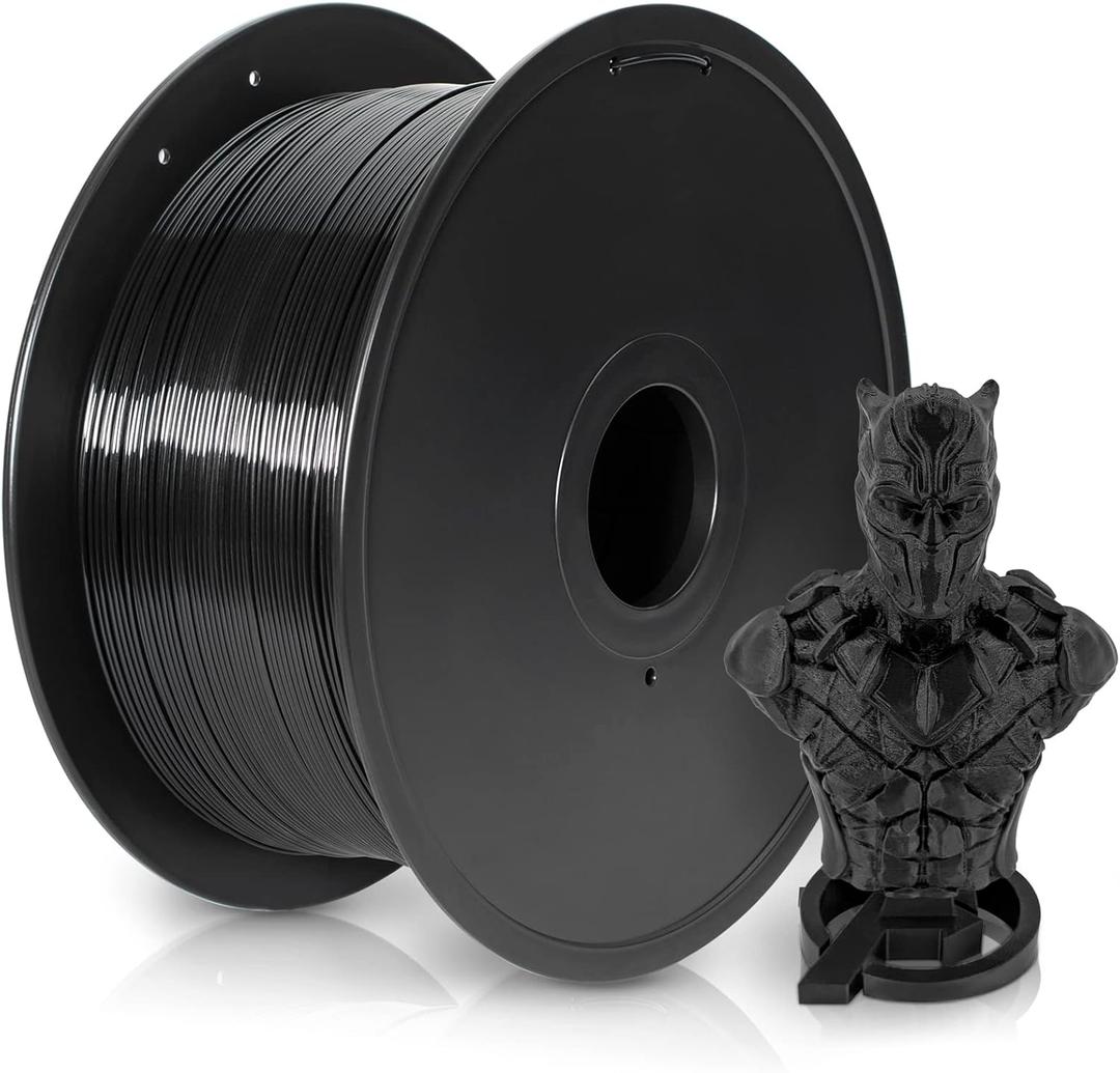 Petg Filament 1.75,Toughness Enhanced Black Petg Vacuum Sealed,3kg Spool Adhere Well Tangle-Free 3D Printing Filament,Dimensional Accuracy 1.75mm 0.02mm Fit Most FDM Printer