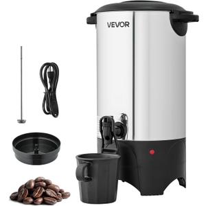 VEVOR Commercial Coffee Urn, 40 Cup 6 L Hot Beverage Dispenser with Dripless Faucet, Quick-Brewing Commercial Coffee Maker, with Stainless Steel Liner, for Catering, Business, Church & Restaurant