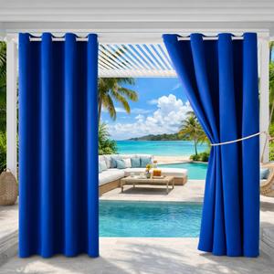 DIVA EN CAMINO DEC Outdoor Patio Curtain Waterproof Darkening Thermal Insulated Indoor Curtains for Bedroom, Porch, Living Room, Pergola, Cabana, W52 x L72, Royal Blue, Set of 2 Panels