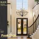 Black Chandelier 12 Light, Hallway Chandelier for Entryway High Ceiling Foyer Candle Chandeliers 36in Modern Farmhouse Light Fixture Chandeliers for Dining Room Master Bedroom Living Room