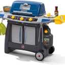 Step2 Sizzle & Smoke BBQ Grill Kids Playset, Indoor/Outdoor Kitchenette, Interactive Play with Sounds, Made of Durable Plastic, Includes 15 Piece Toy Accessories, For Toddlers 3+ Years Old