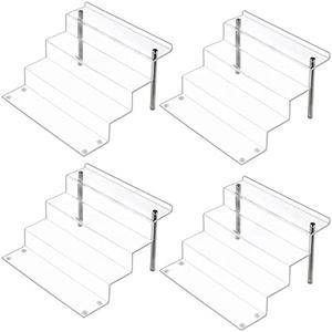 LileZbox Acrylic Display Risers Shelf for Pops Figures, Clear 4-Step Display Stand for Display Or Collection(12 X 11 X 8.8 In) (large-4 pack)