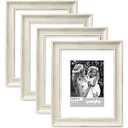 Yaetm 8x10 Picture Frame Matted to 5x7 Set of 4, 1.4” Wide Molding & Rustic White Photo Frames 8 x 10 with Tempered Glass, Display on Tabletop & Wall Mounting (4 Pack, White)