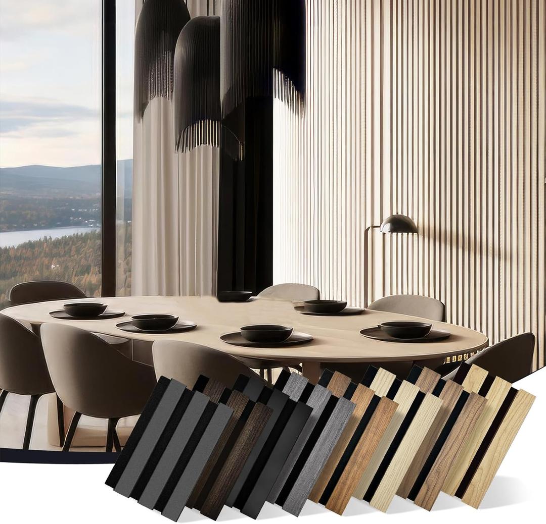 RITOLLO Wood Panels for Wall 4.92"7.68" Acoustic Panels for Interior Wall Decor, 3D Wood Slat Wall Panel/Fluted Sound Absorbing Panel - 8 Color Samples 8 Pack