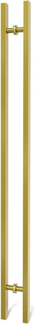 Titanium Gold Square Barn Door Handles 12"/16"/18"/24"/36"/48"/59'', Pull Push Long French Door Handle Double Sided, Large Front Exterior Shower Door Pull Handles