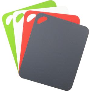 Dexas Heavy Duty Cutting Board Grippmat, Flexible Cutting Boards for Kitchen, Set of 4, Non Slip Plastic Board Cutting Mat 11.5 by 14 Inches Gray, Red, White and Green Set, Kitchen Gadgets
