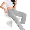 Auriviz Widen Waistband Sweat Pants for Women Exposed Pockets Lounge Sweatpants Straight Leg Pants 29 Inseam (Gray, S)