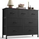 Sweetcrispy 7 Drawer Dresser with Fabric Bins Fabric Storage Tower Organizer for Bedroom Closet Hallway Entryway Tall Chest of Drawers with Steel Frame Wood Top Easy Pull Handles,Black, 11.8"D x 39.3"W x 30.3"H