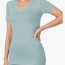 VEIISAR Womens Short Sleeve Basic V-Neck Cotton Long T-Shirt S