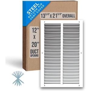 Fits 12x20 Duct Opening | Steel Return Air Grille by Handua | Vent Cover Grill for Sidewall and Ceiling | White | HVAC Cold Air Intake Grille | Outer Dimensions: 13.75"W X 21.75"