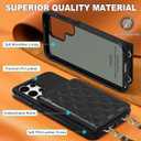 5 x TUCCH Crossbody Wallet Case for Galaxy S25 Ultra, RFID Blocking [6 Card Slots][Detachable Lanyard], Magnetic Closure Flip Wallet PU Leather Shockproof Phone Cover for Galaxy S25 Ultra, Black Argyle