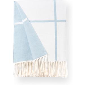 Hofdeco Premium Coastal Decorative Throw Blanket for Patio Couch Sofa, Baby Blue Plaid with Fringe, 52"x71"