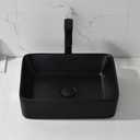 Black Vessel Sink with Faucet and Drain Combo -Bokaiya 16x12 Matte Black Vessel Bathroom Sink Rectangle Above Counter Porcelain Ceramic Vessel Sink Art Basin