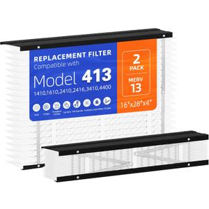 2 Pack 413 Replacement Filter, Compatible with AprilAire 413 Whole House Air Purifiers Models,1410,1610,2410,2416,3410,4400,MERV13 HVAC Furnace Filter Replacement,Actual Size:16"x28"x4" Air Filter