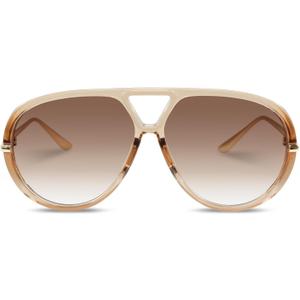 Retro Polarized Aviator Sunglasses for Women Men Oversized Classic 70s Trendy Square Sun Glasses Vintage Shades (Beige Frame/Brown)