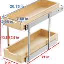 Sikarou Wood Pull Out Cabinet Organizer 2 Tie 9" W x 21" D, Heavy-Duty Sliding Drawers for Inside Cabinets Storage and Organization for Kitchen, Pantry, Bathroom