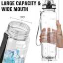 OLDLEY Water Bottle, 32oz Motivational Sports Water Bottle with Time Marker - Times to Drink - Tritan, BPA Free, Wide Mouth Leakproof, Clear (1 Bottle)
