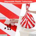 6 x 3 Pack Red and White Striped Plastic Tablecloth 54 x 108 Inch | Disposable Waterproof Red Striped Table Cloths for Carnival Circus Holiday Party Picnic Birthday Festival Decor