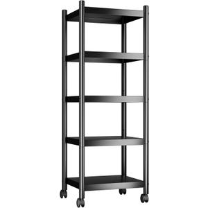 VETALLO Metal Shelves 5 Tier Shelving Units,Estantes para Cocina,Storage Rack Shelf for Kitchen,Garage, Pantry, Closet Organizer, Utility Narrow Racks Carts with Wheels (15.7" L x 11.8" W x 54.3" H)