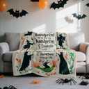 Cozy Halloween Throw Blanket 50x60 Inches - Soft Flannel Oversized Horror Themed Decor for Fall Day of The Dead, Featuring Witch Designs, for Women