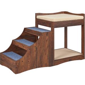 unipaws Pet Bunk Bed with Removable Step for Dogs and Cats, Multi-Level Bed Window Perch Seat Platform with Cushion and Cat Scratch Pad, Indoor Use
