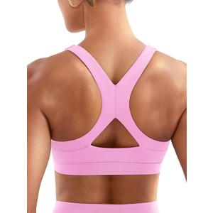 LuxFlow Sports Bras for Women Medium Support Racerback Padded Sports Bra Square Neck Wireless Workout Gym Crop Top, S